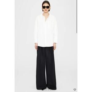 Anine Bing Button-up Mika Shirt Oversized Long Sleeves Cotton White Size M NWOT